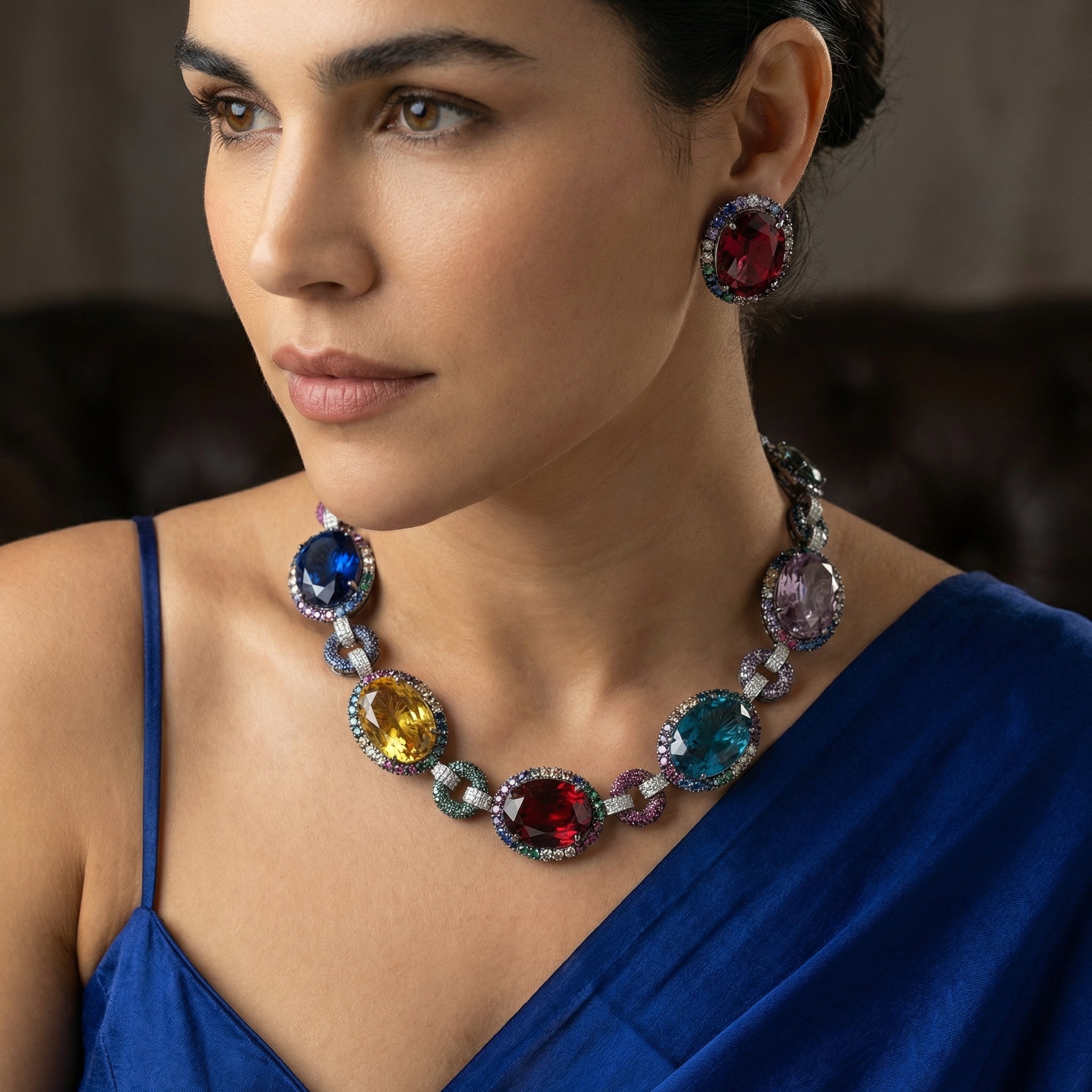 Aurora Gems Statement Necklace Set