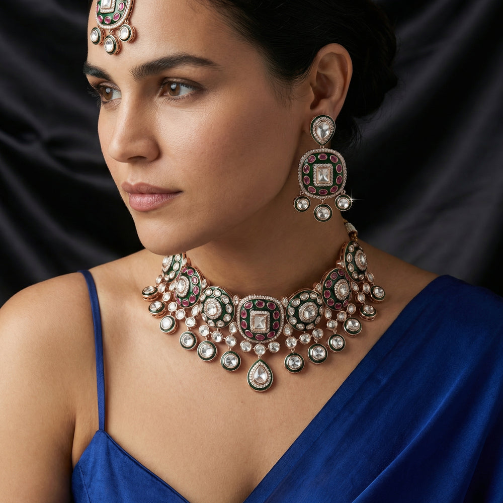 Meenakari Necklace Set – heritage enamel jewelry by Ozel
