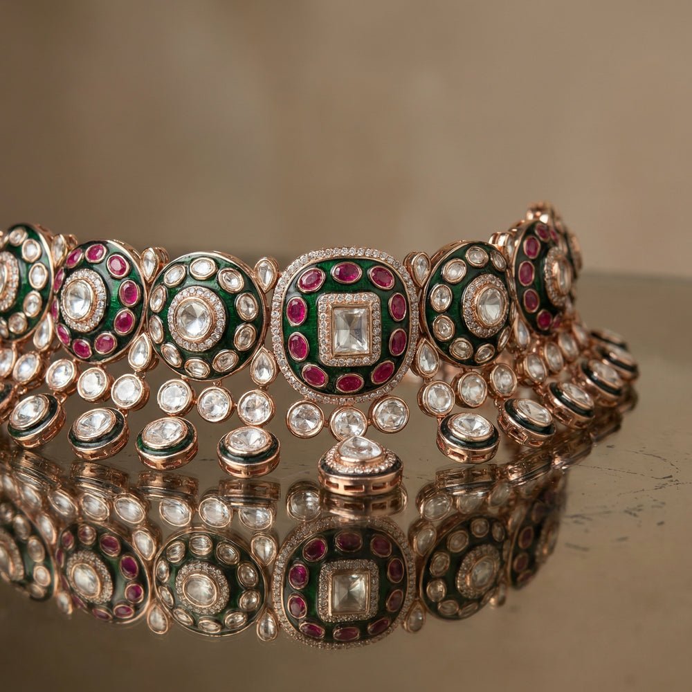 Meenakari Necklace Set – artisan meenakari set by Ozel