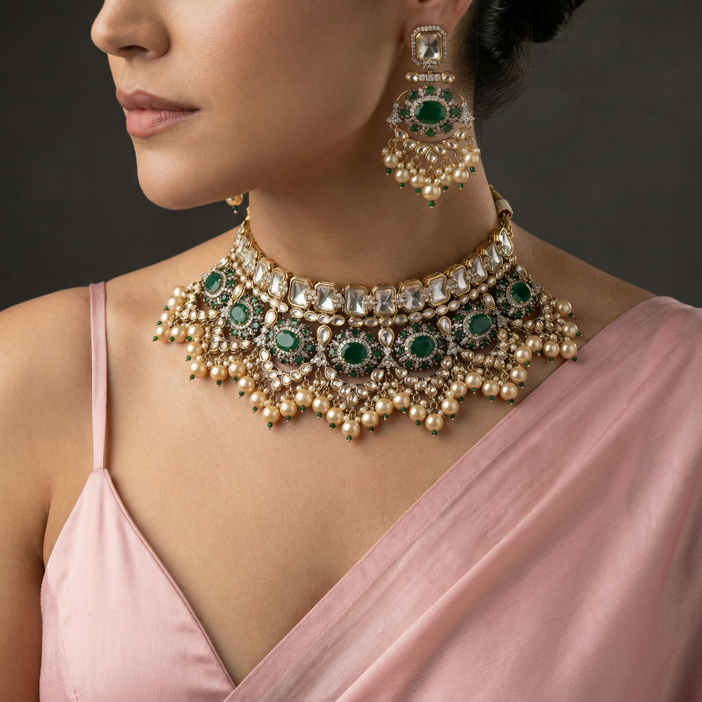 Suhana Polki Bridal Choker Set – Indian bridal jewelry by Ozel