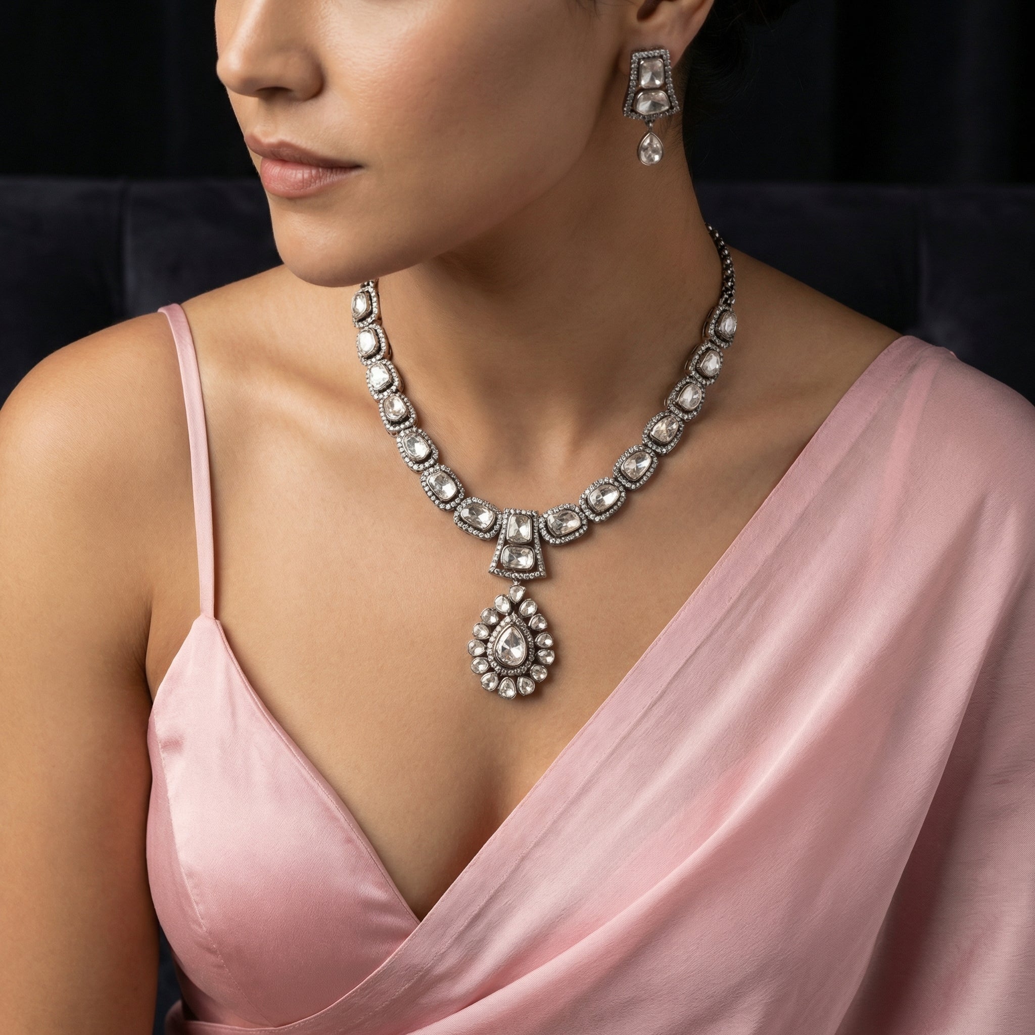 Noorika Polki Drop Necklace Set