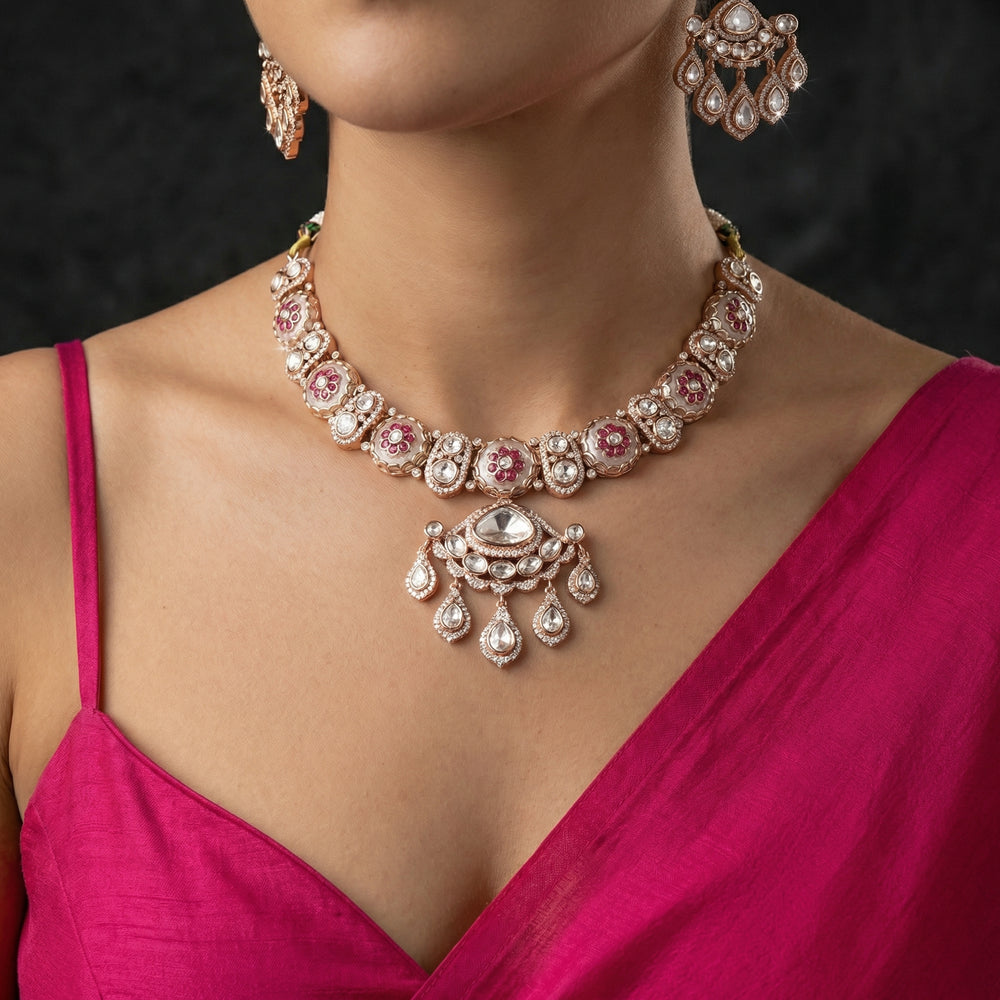 Ruhani Meena Necklace Set – heritage Indian jewelry by Ozel