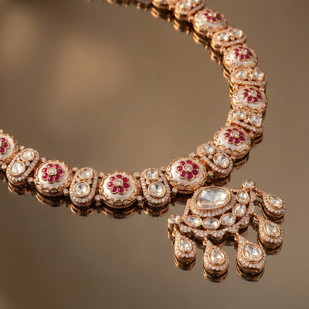 Ruhani Meena Necklace Set – enamel art necklace by Ozel