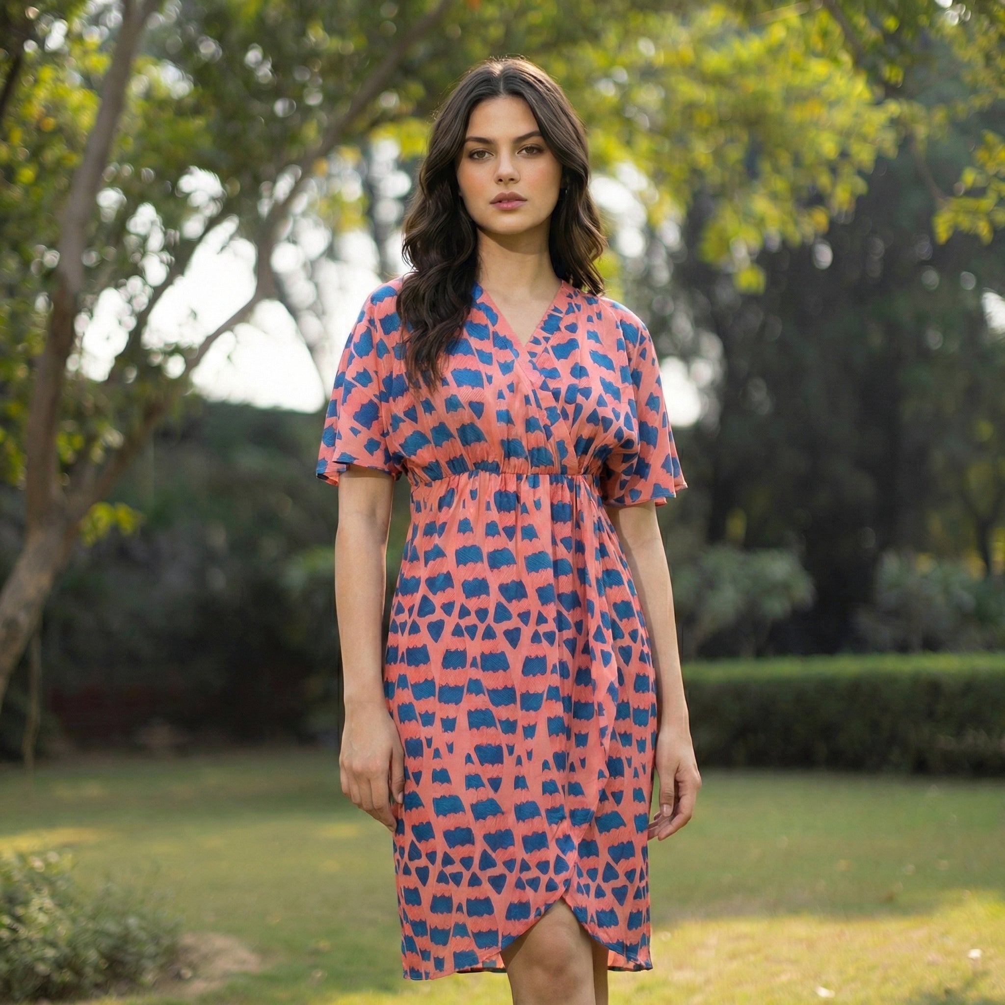Printed salmon dress