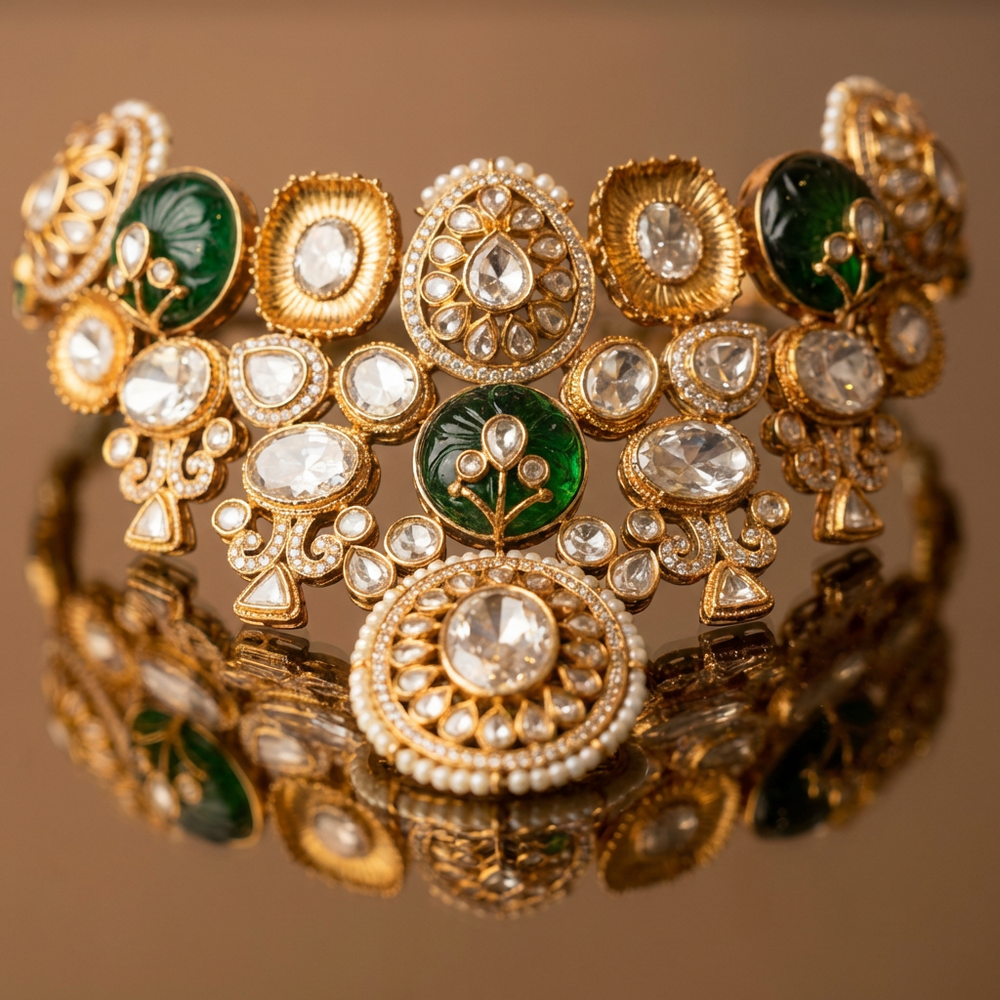 Eshani Polki Necklace Set – Indian bridal polki set by Ozel