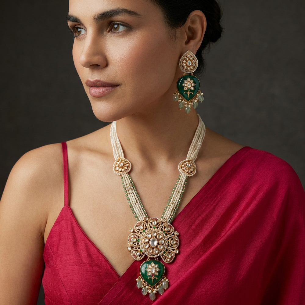 Mrinalini Long Necklace – handcrafted long Indian necklace by Ozel