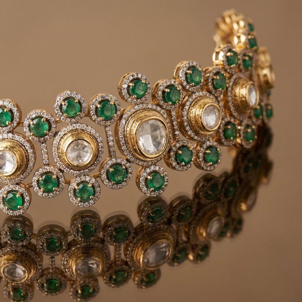 Rajwada Emerald Polki Choker – heritage Indian bridal jewelry by Ozel