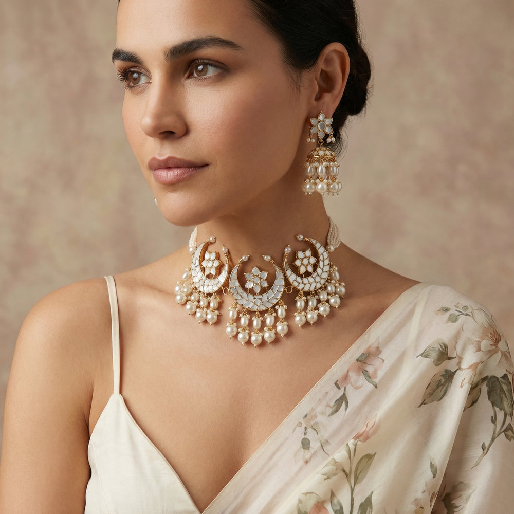 Chand MoP Choker Set – moon-inspired MOP choker by Ozel