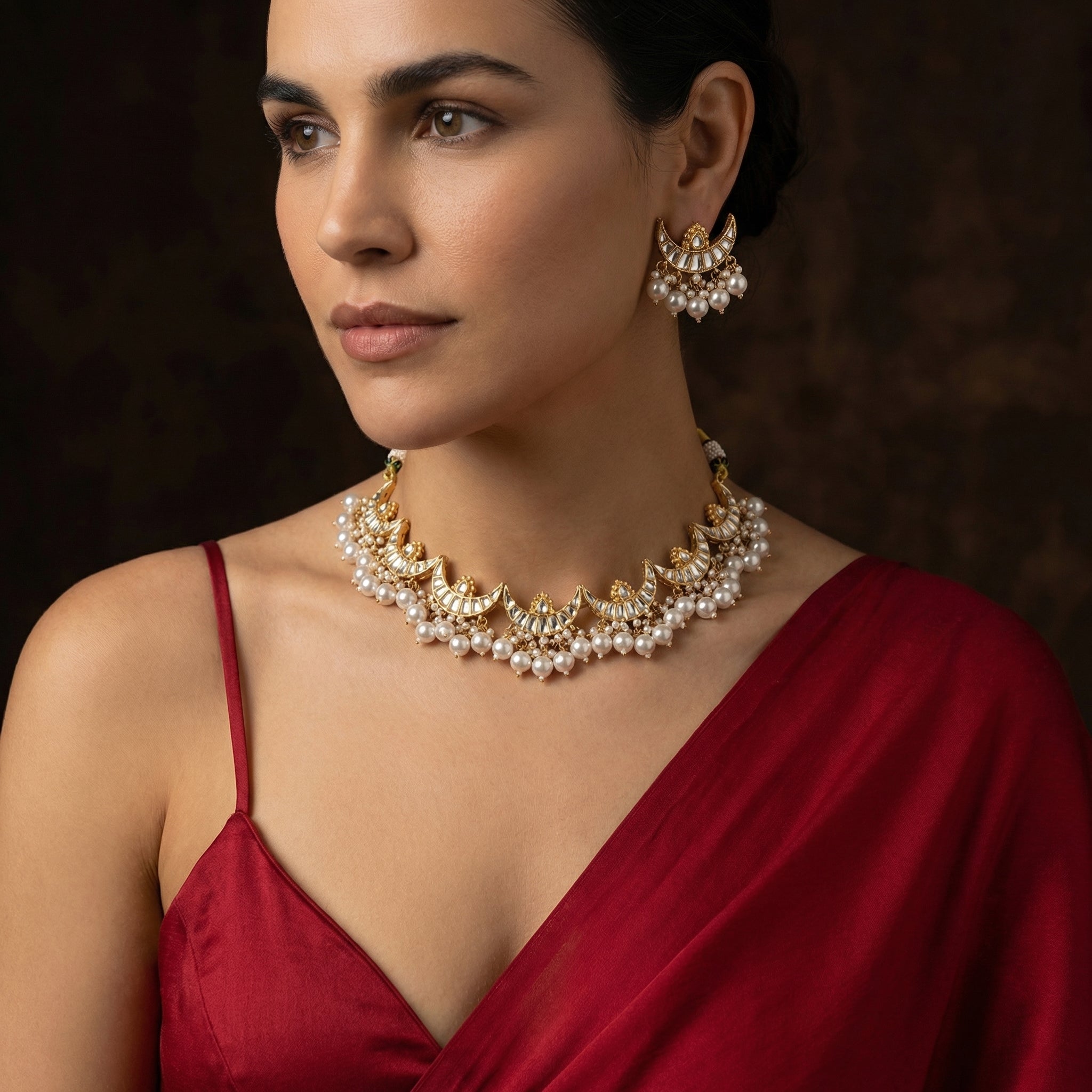 Niyati Pearl Crescent Choker Set