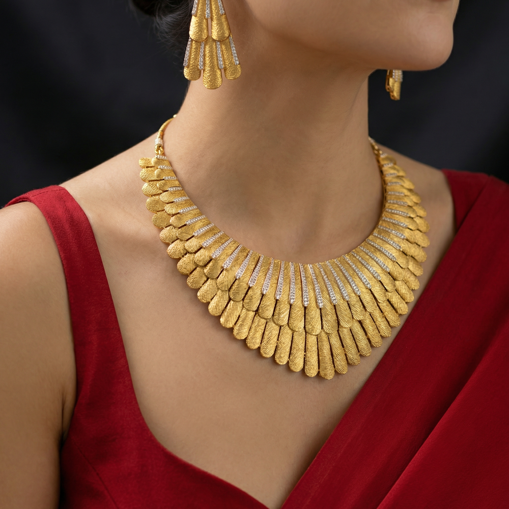 Gold Radiant Necklace Set – luminous gold heirloom necklace by Ozel