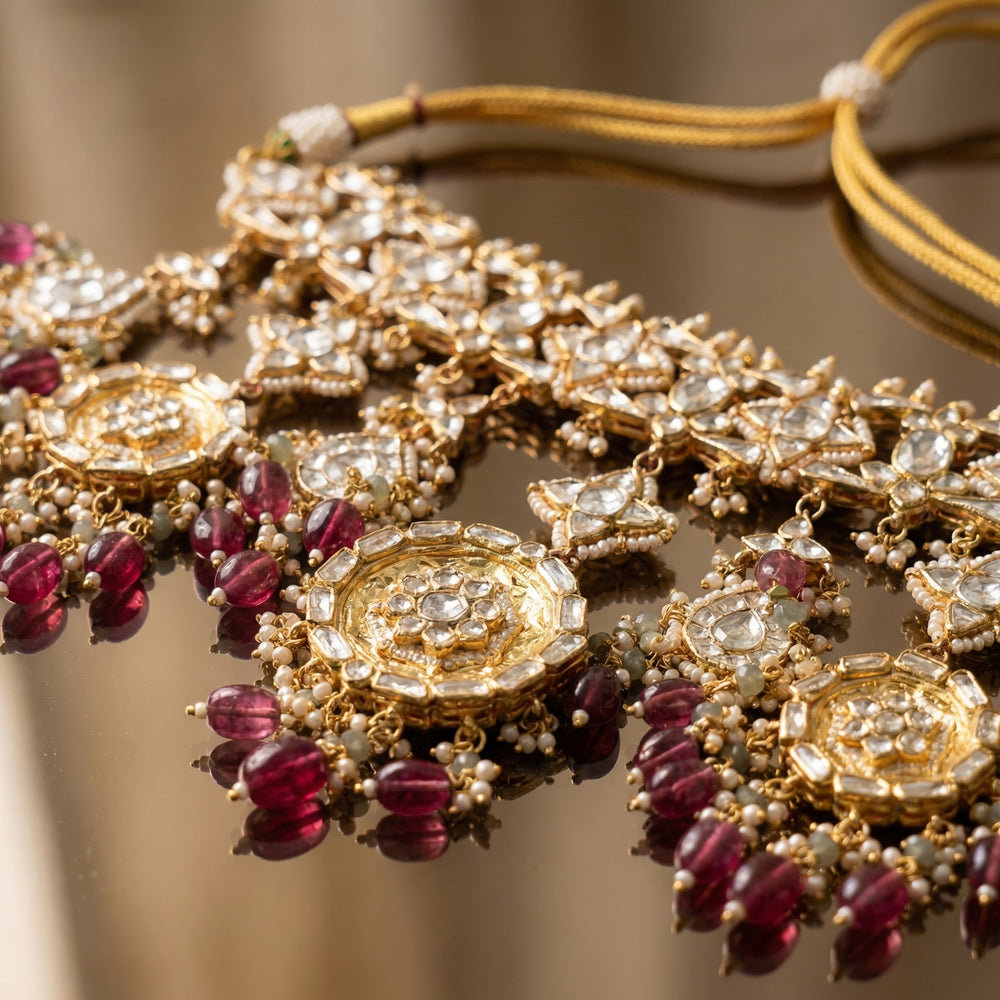 Padmavalli Polki Ruby Chandrika Set – heritage ruby polki jewelry by Ozel