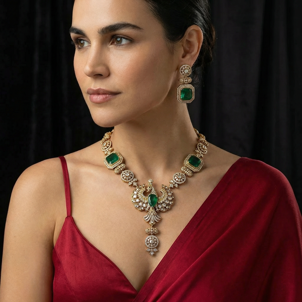 Mayurika Necklace Set – peacock-inspired necklace by Ozel