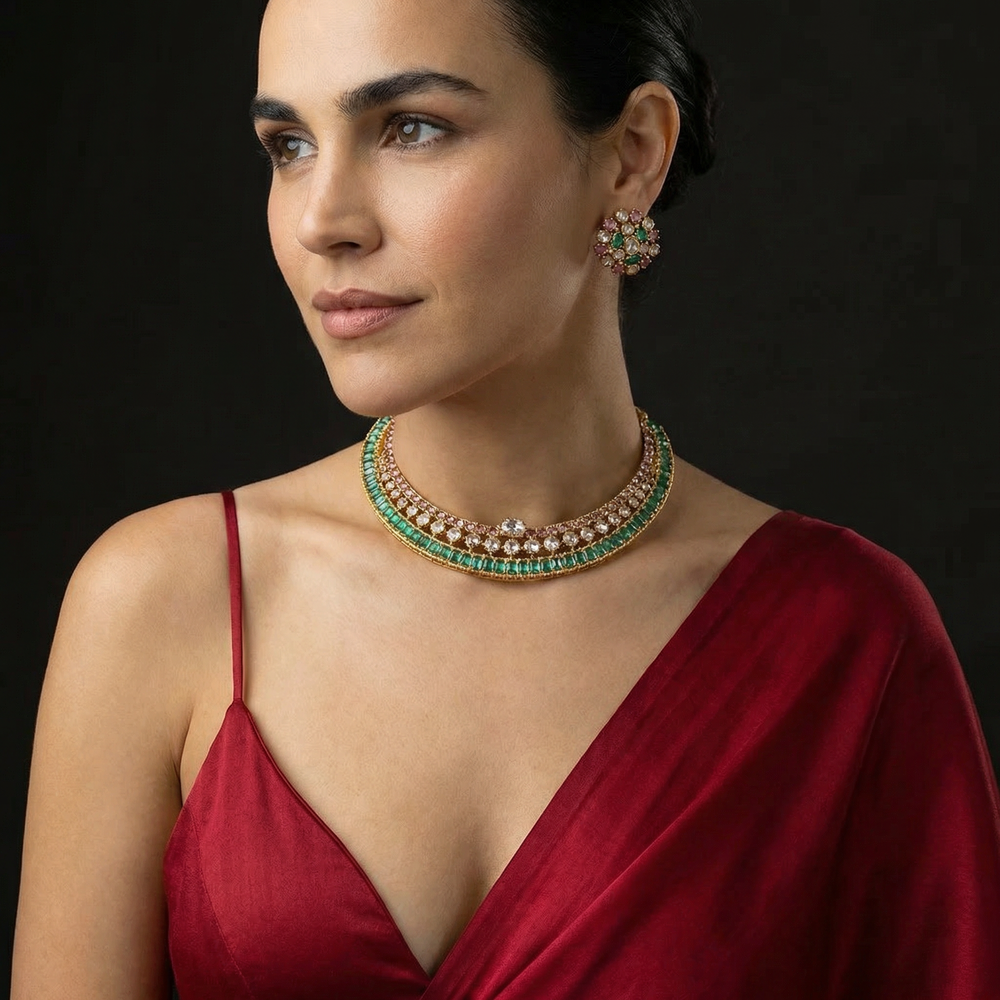 Laminar Emerald Court Necklace – royal emerald necklace by Ozel