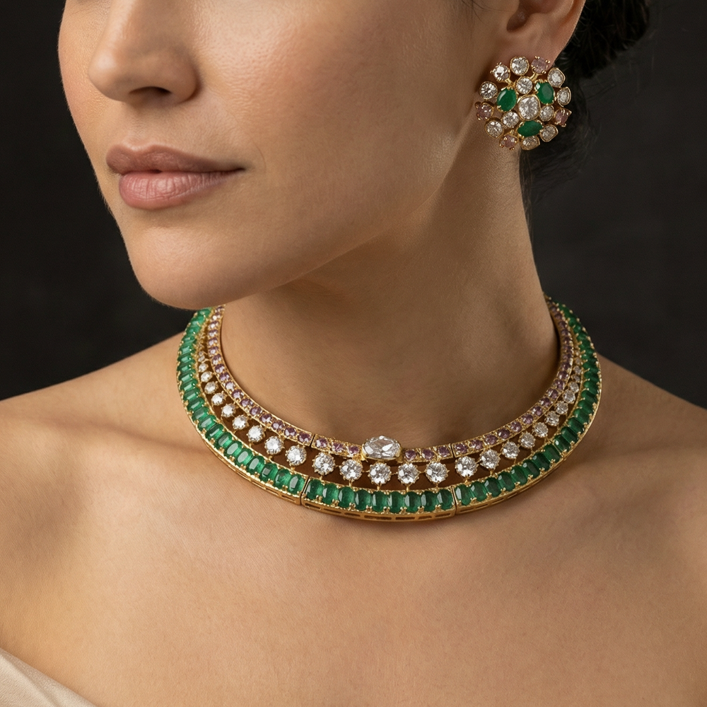 Laminar Emerald Court Necklace – heritage emerald jewelry by Ozel