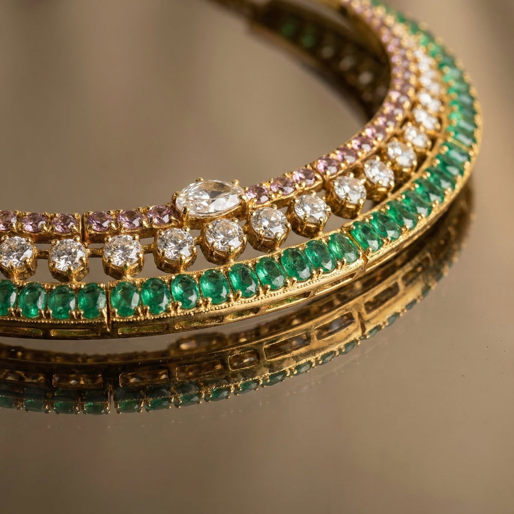 Laminar Emerald Court Necklace – Indian bridal emerald set by Ozel