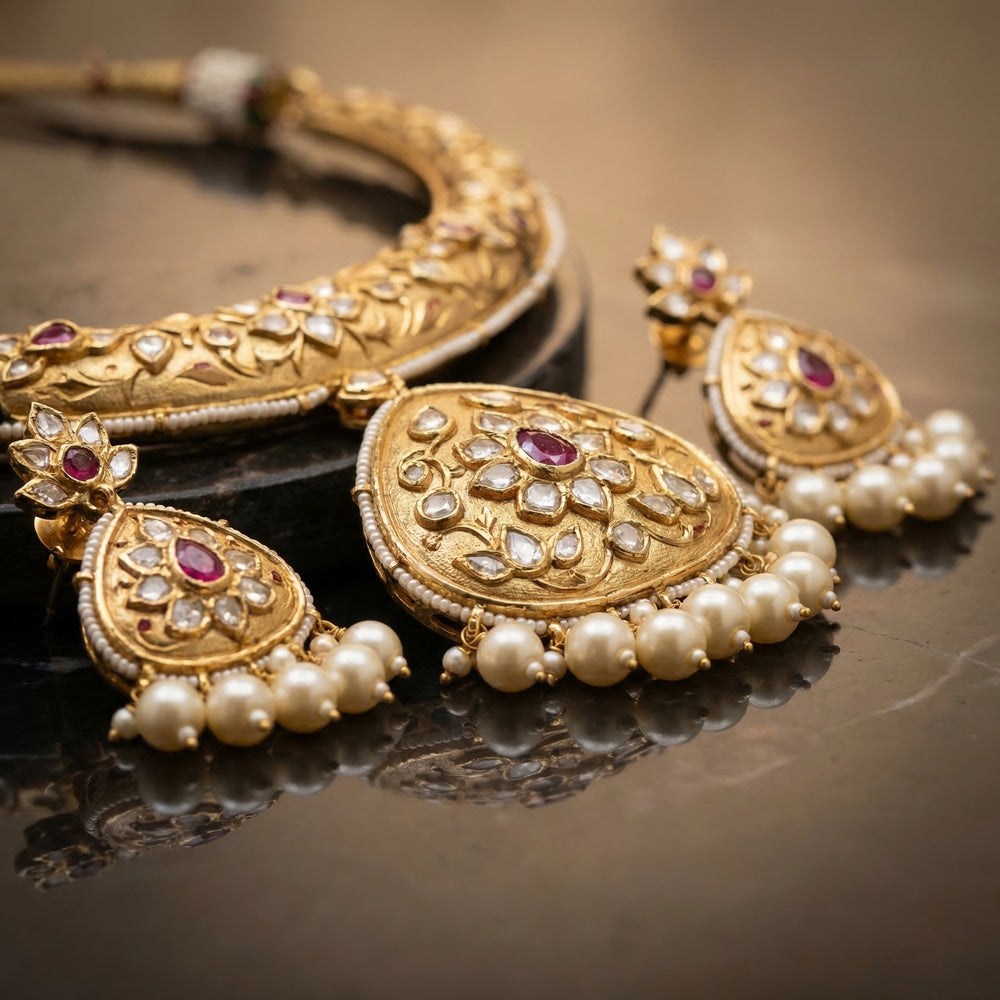 Aurelaya Heritage Necklace Set – ornate heritage bridal set by Ozel