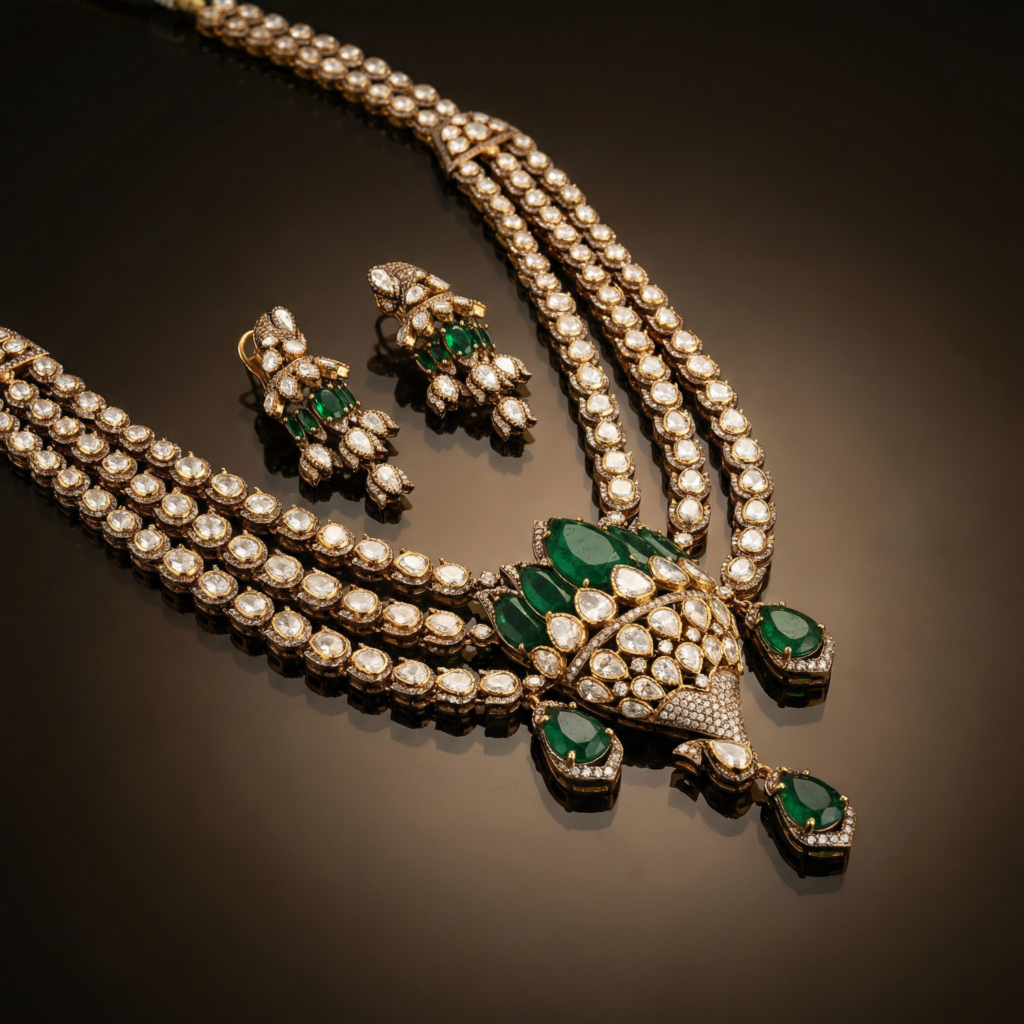 Lotus Polki Necklace Set