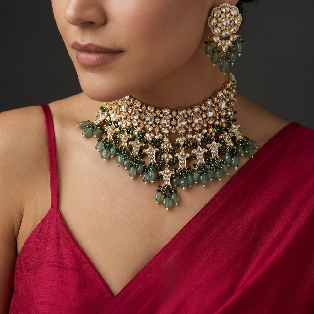 Zafrina Jade Cascade Choker – Indian jade necklace by Ozel