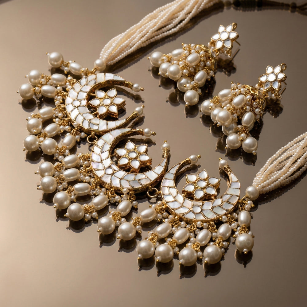 Chand MoP Choker Set – heritage mother-of-pearl jewelry by Ozel
