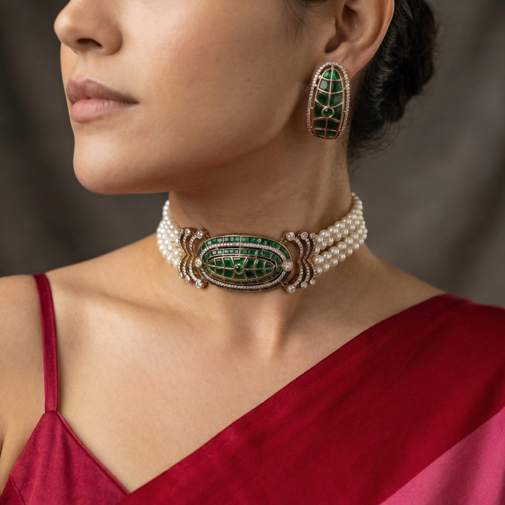 Amanat Heritage Choker Set – artisan Indian bridal jewelry by Ozel