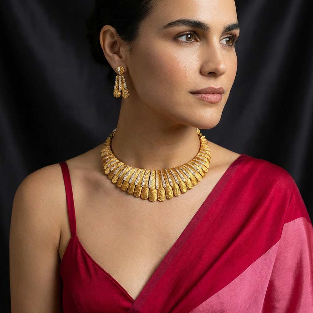 Gold Eternal Necklace Set – classic gold Indian jewelry by Ozel