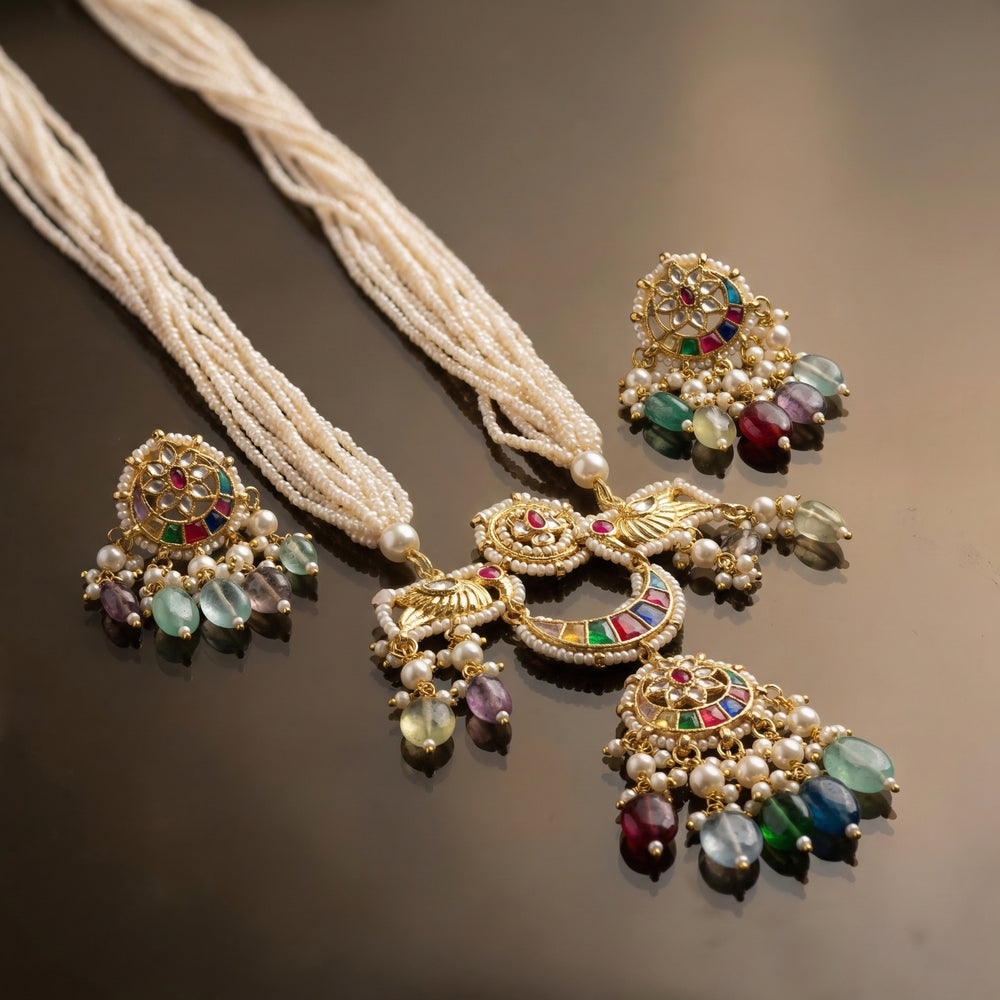 Rangmahal Pearl Pendant Necklace Set – heritage pearl jewelry by Ozel