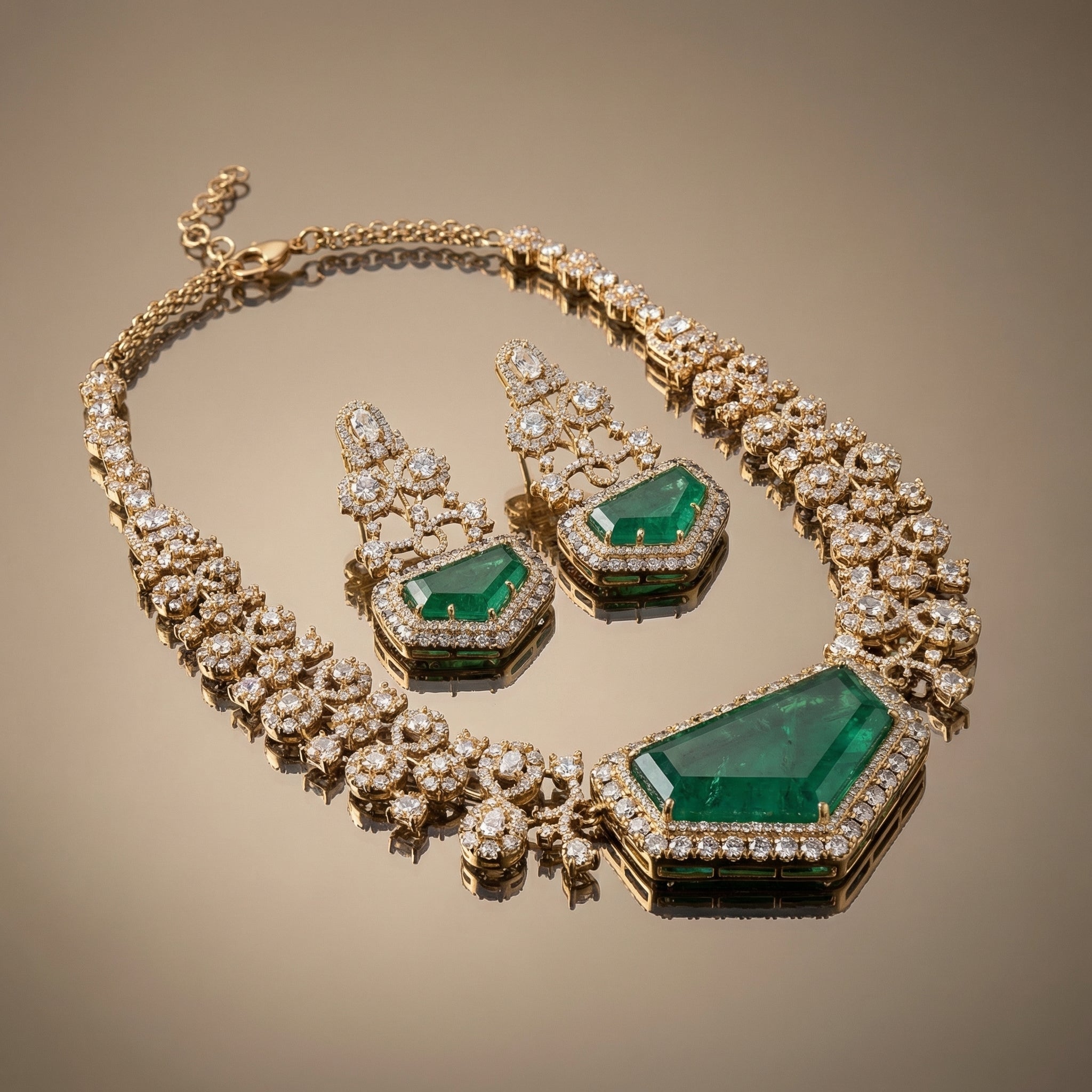 Parveen Emerald Pendant Necklace Set