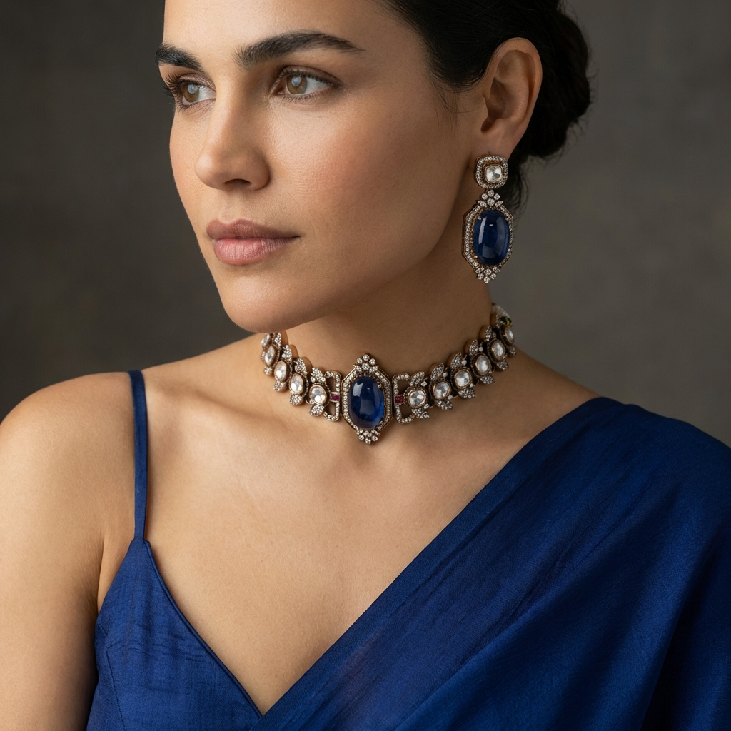 Neelratna Royal Sapphire Choker Set