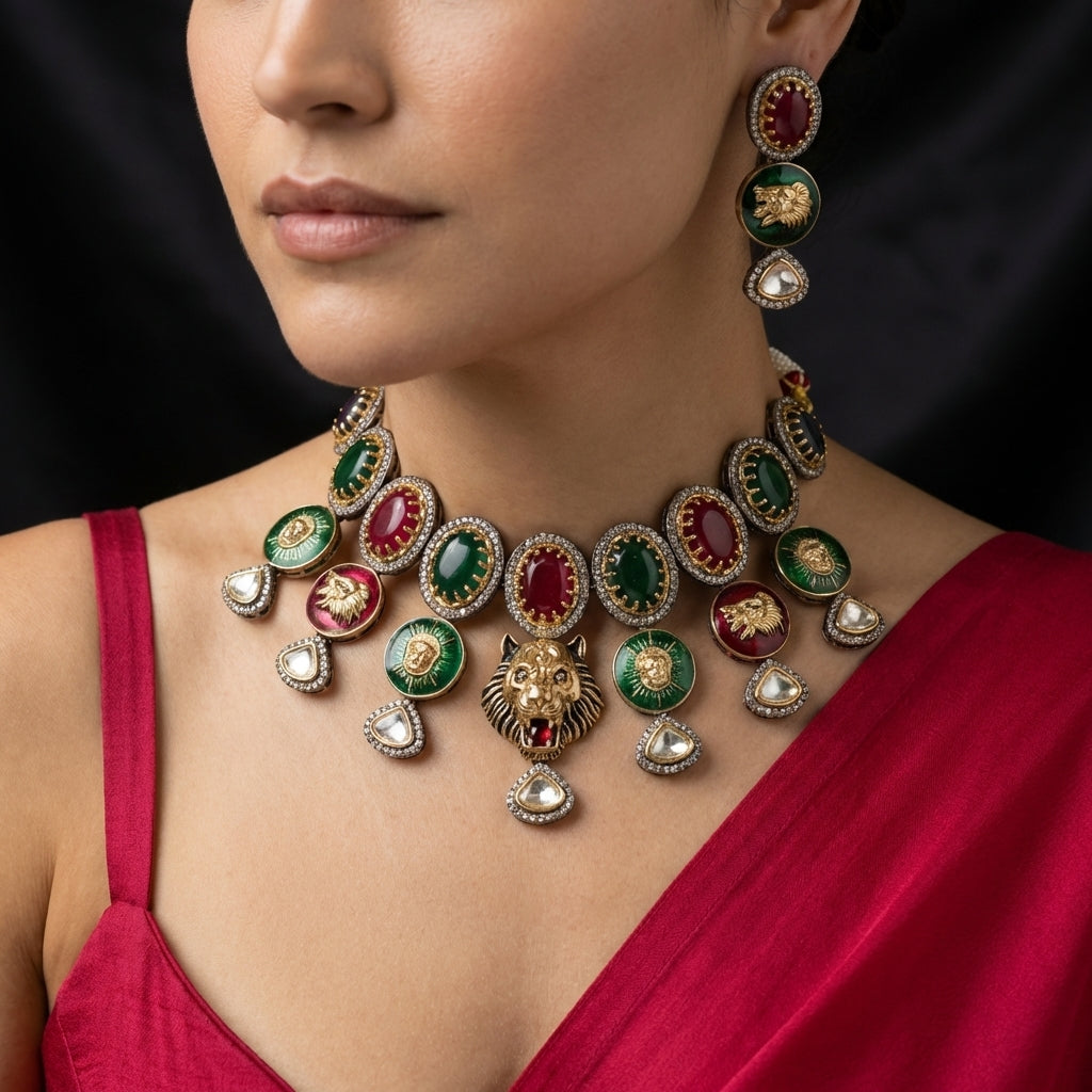Simharaj Heritage Lion Necklace Set