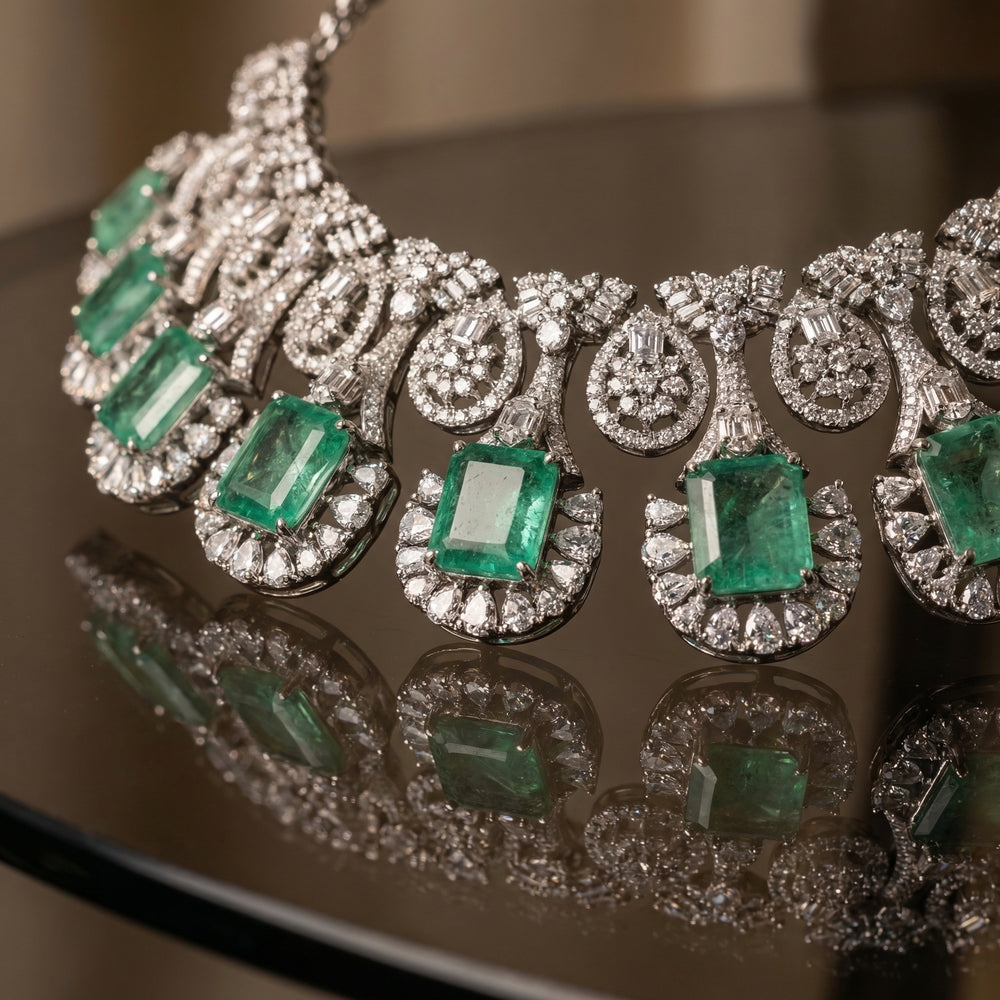 Mintara Halo Cascade Necklace Set – heritage mint cascade jewelry by Ozel
