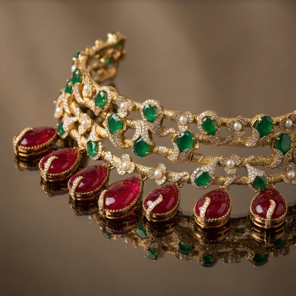 Dhvani designer polki choker set with intricate stonework