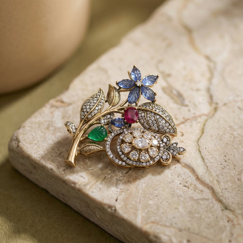 Bridgerton Garden Brooch – heritage Indian garden motif brooch by Ozel