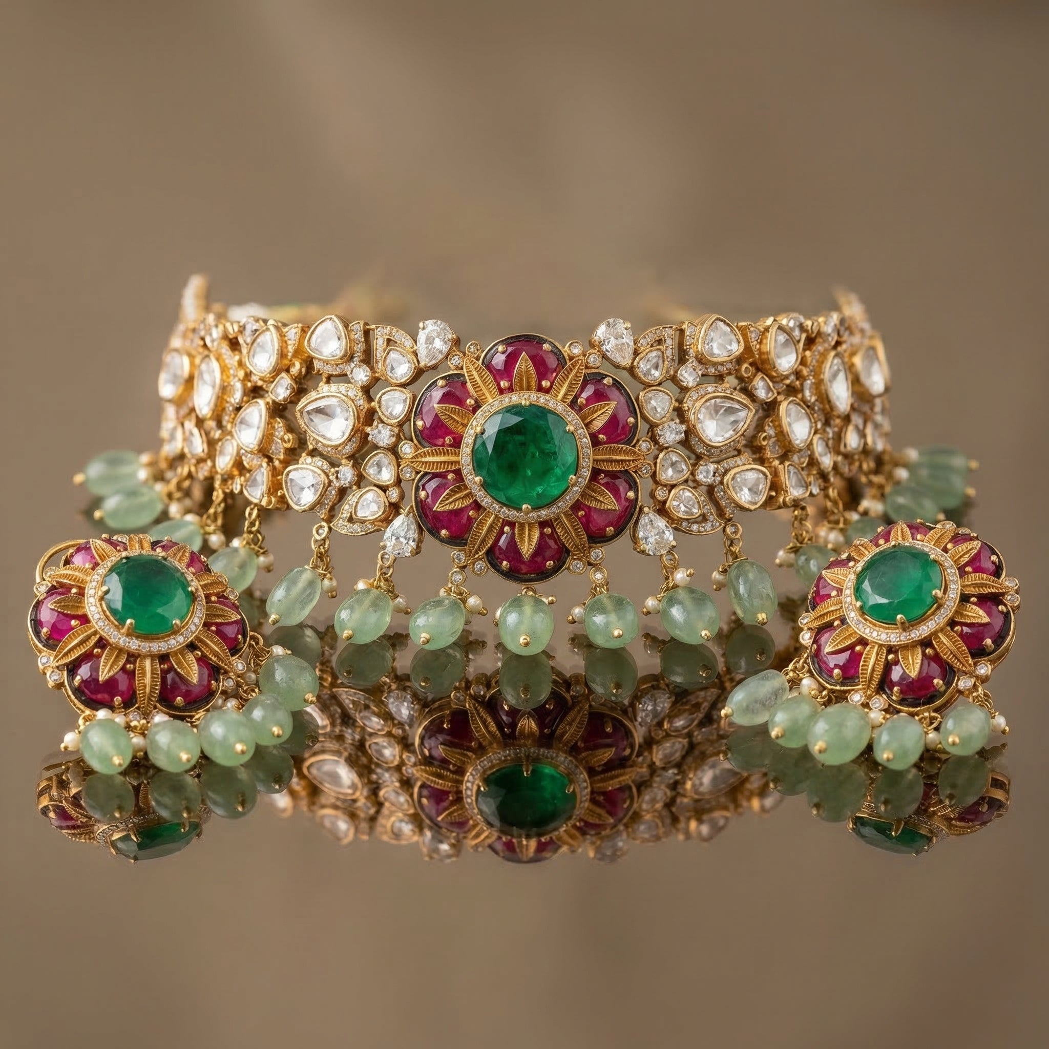 Rooh Emerald Polki Choker Set