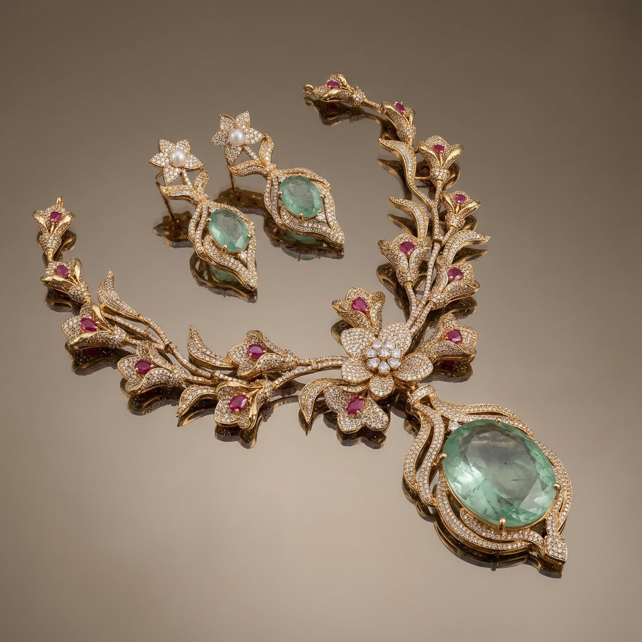 Rosa – floral kundan necklace set by Ozel