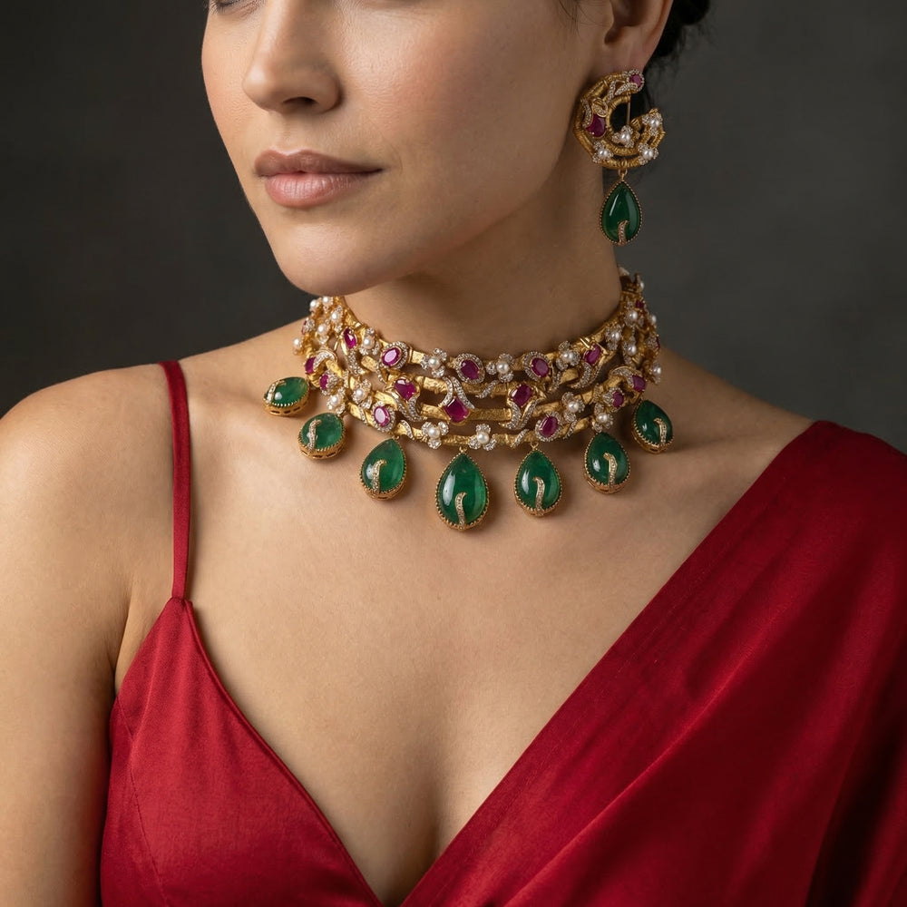 Dhvani Designer Choker Set – heritage Indian bridal jewelry by Ozel
