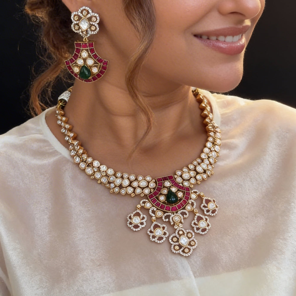 Lahiri Polki Heritage Necklace Set – heritage polki jewelry by Ozel