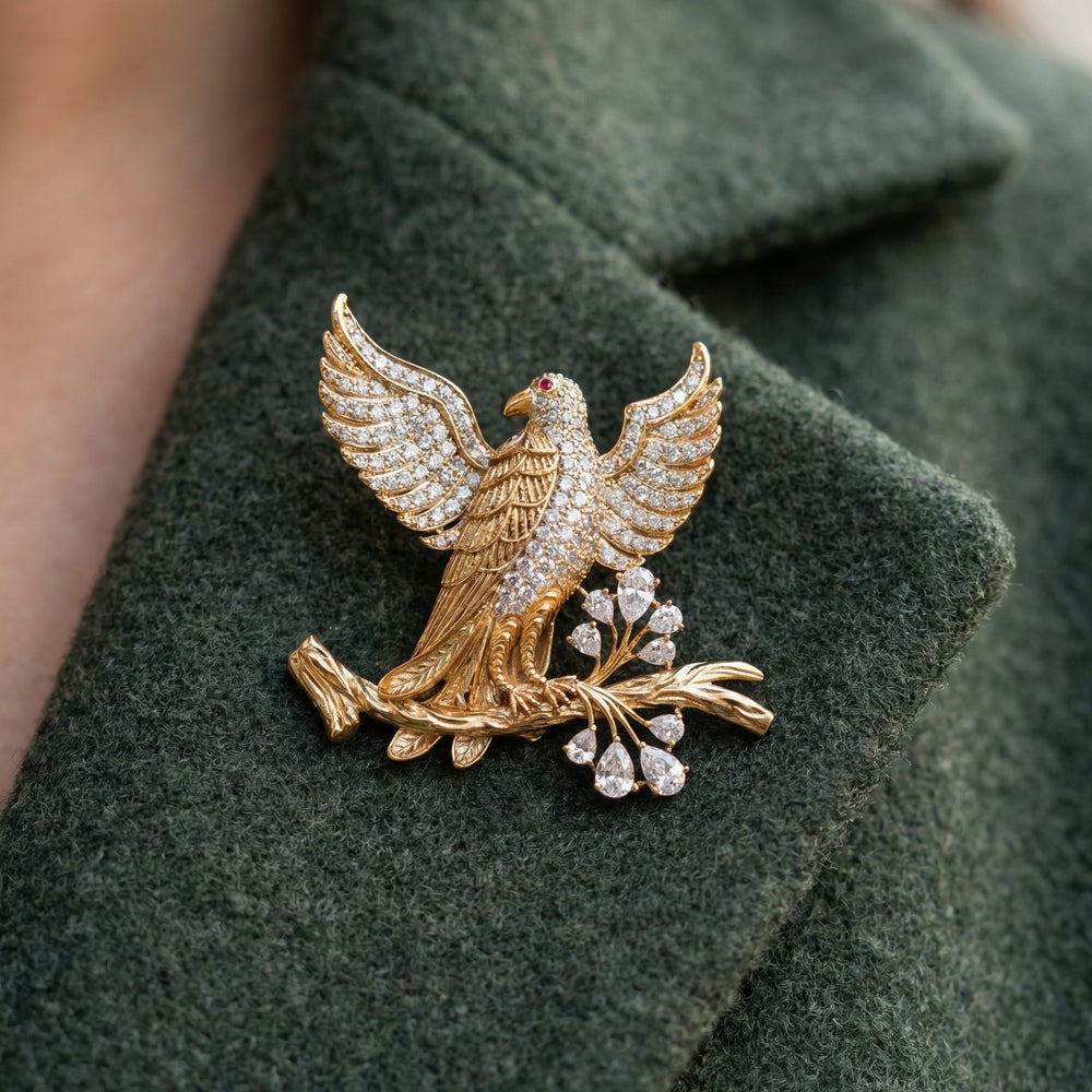 Pakshi Brooch – heritage Indian bird brooch by Ozel