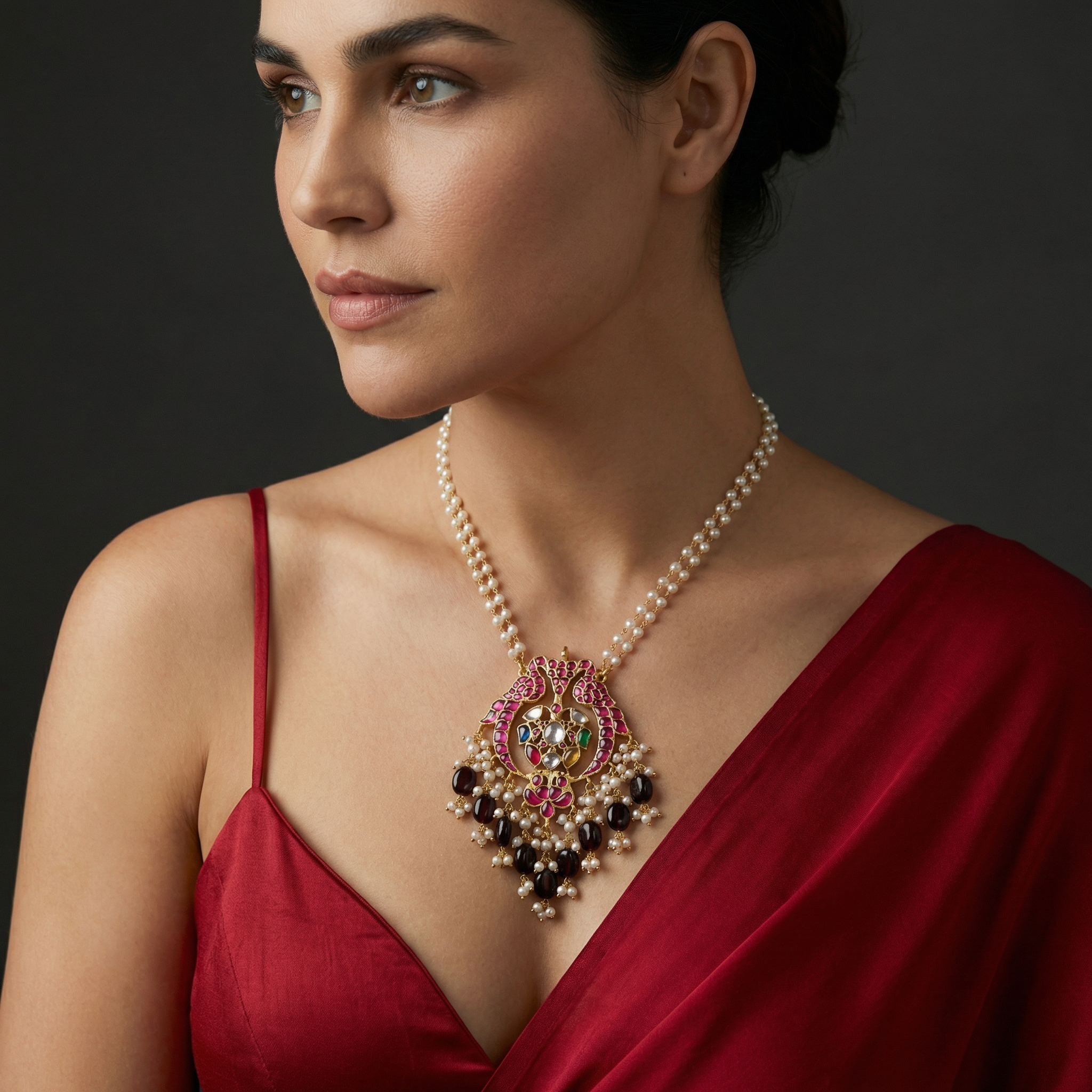 Ruhina Ruby & Pearl Heritage Necklace