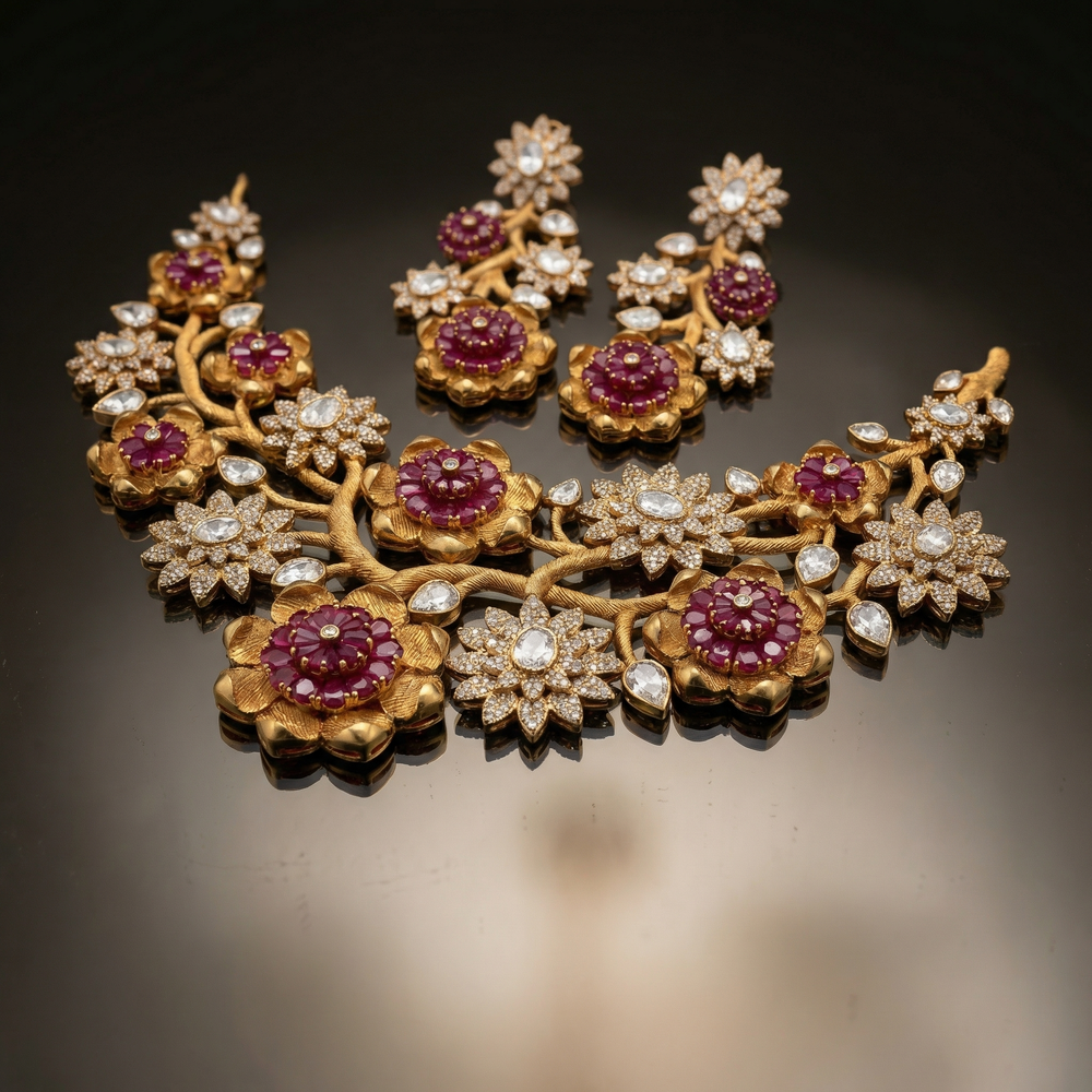 Ruhira – gulmohar necklace set by Ozel