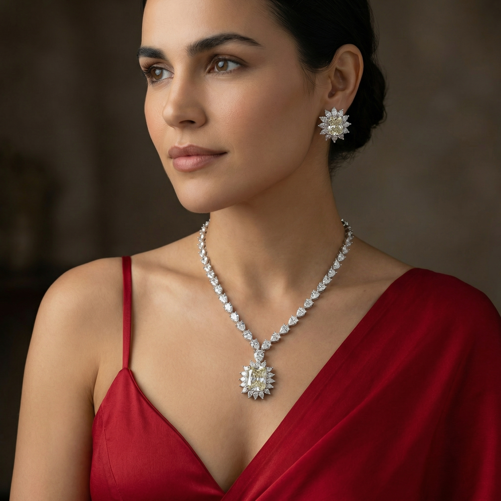 Solmira – radiant bloom necklace set by Ozel