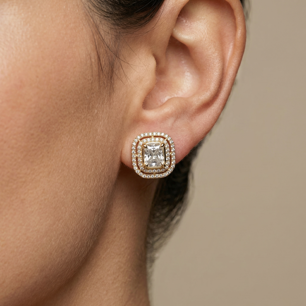 Zivara lumi halo stud earrings with brilliant stone center