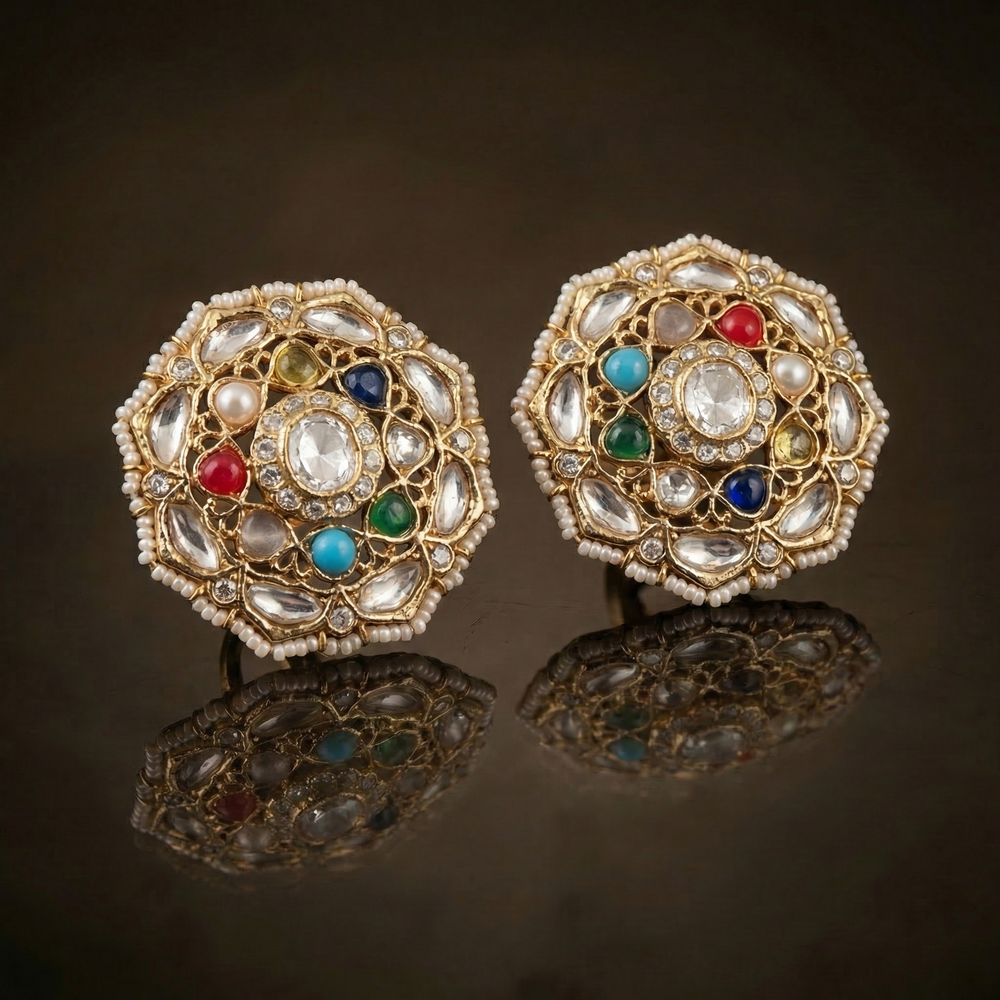 Navira – panchratna heritage stud earrings by Ozel