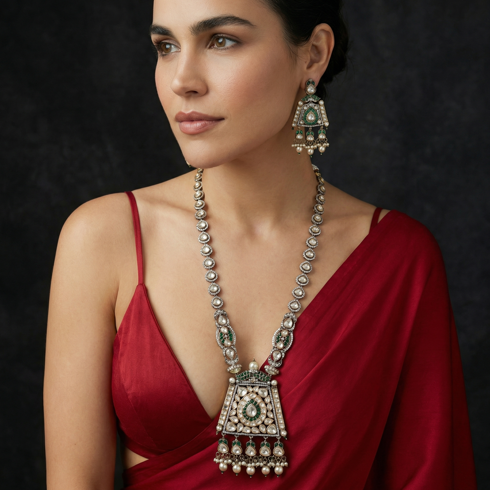 Meherzar – kundan rivaayat necklace set by Ozel