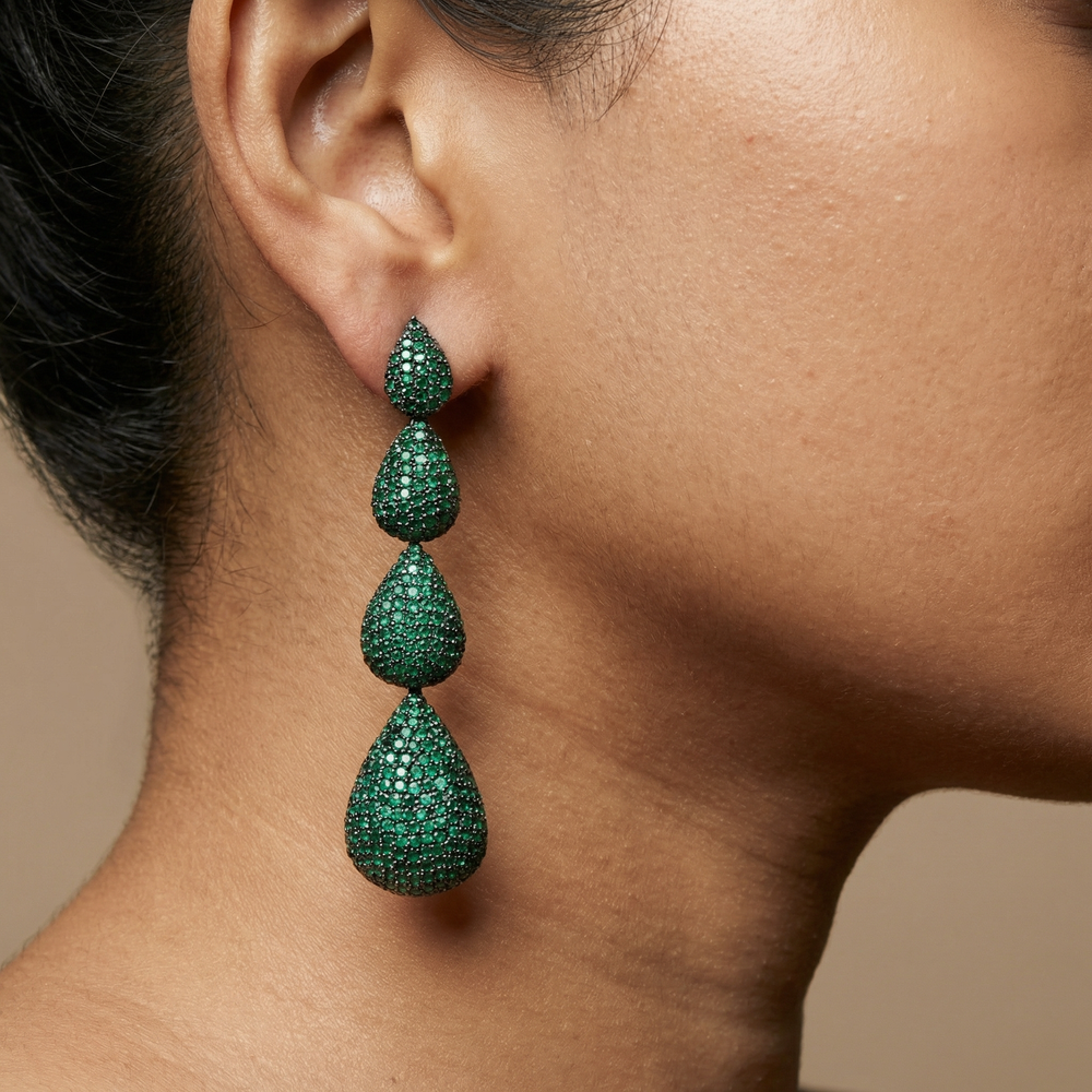Verlisse – emerald cascade drop earrings by Ozel