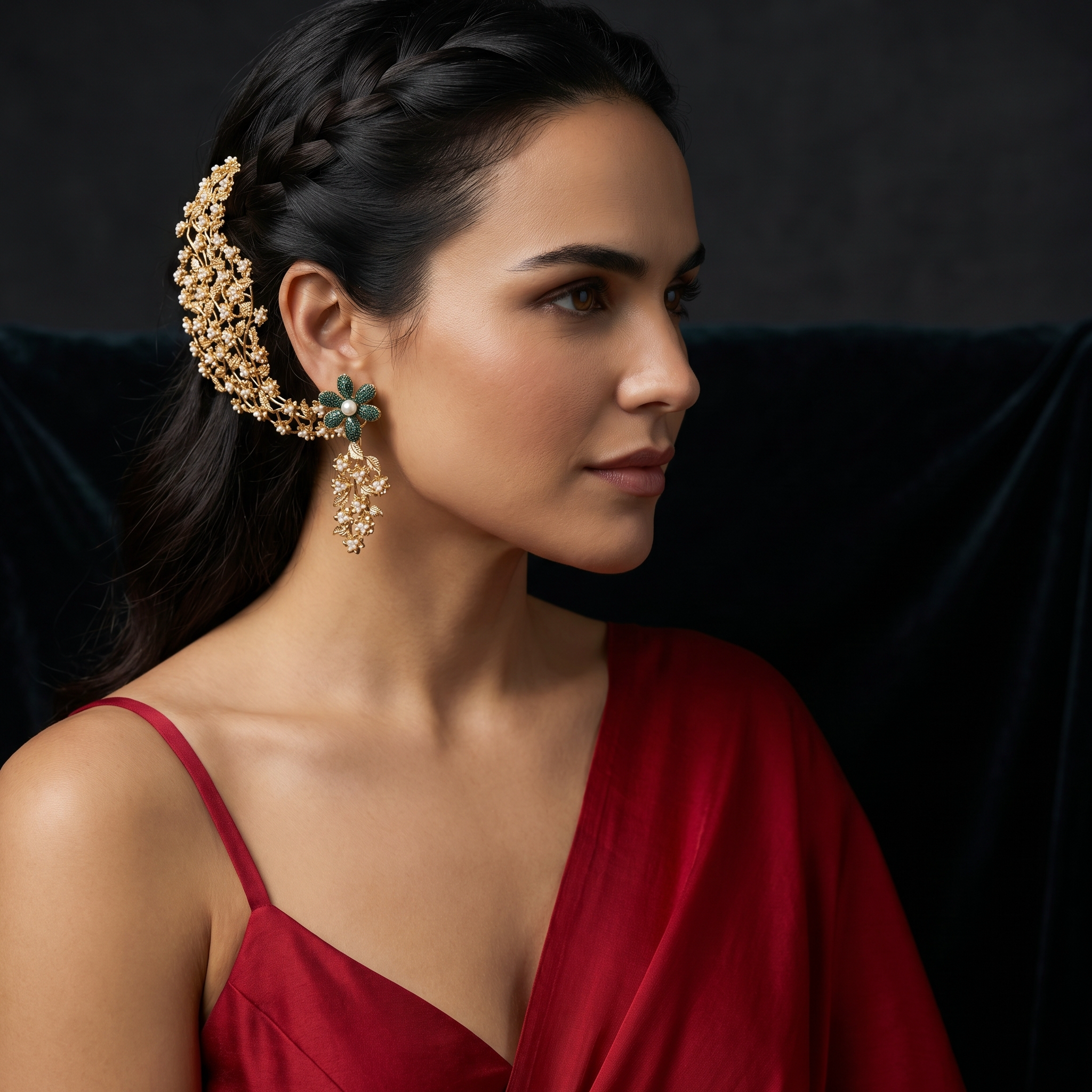 Blossom – earrings with hair accessory by Ozel
