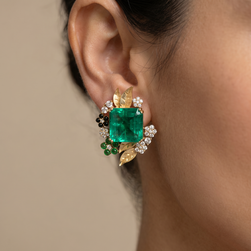 Enchanted Garden – emerald choker set by Ozel