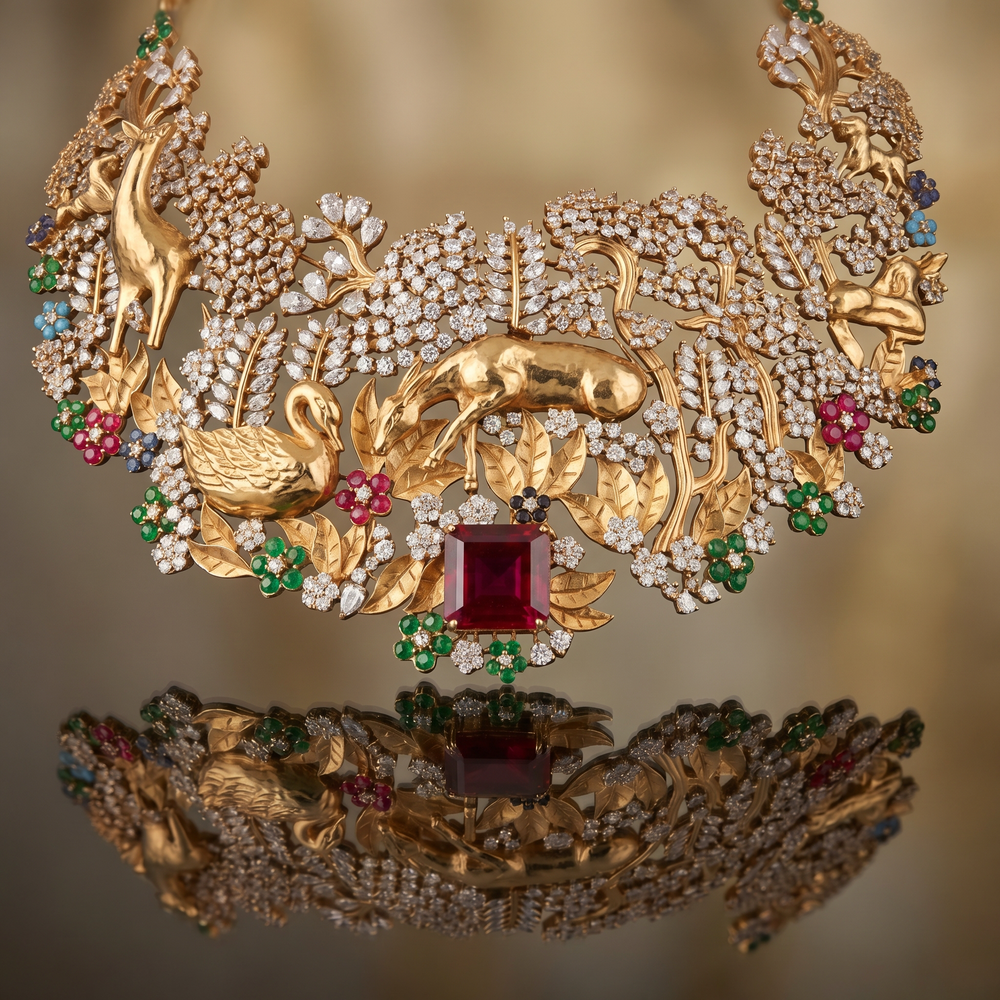 Enchanted Garden – red choker set by Ozel