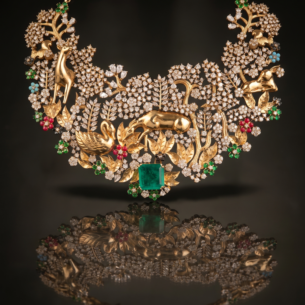 Enchanted Garden – emerald choker set by Ozel
