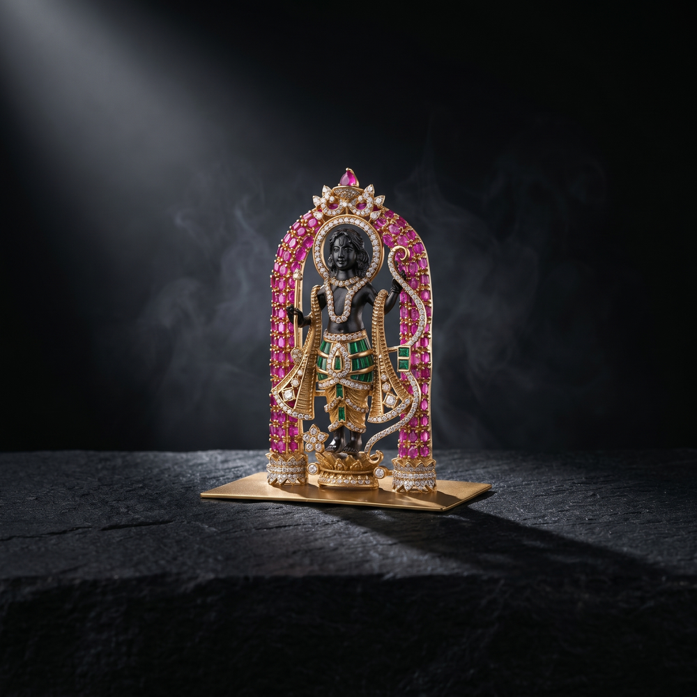 Jeweled temple miniature idol – side detail by Ozel
