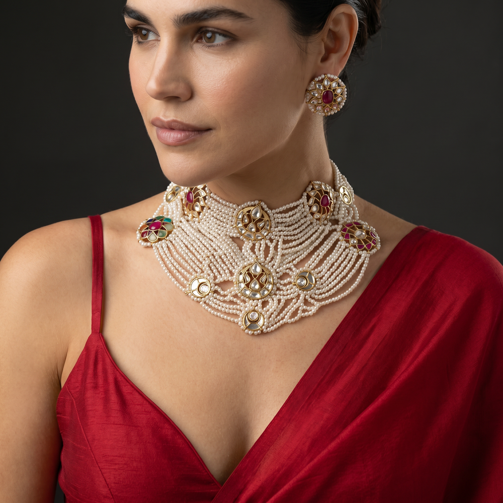 Disha pearl collar necklace – luminous Indian heritage heirloom by Ozel